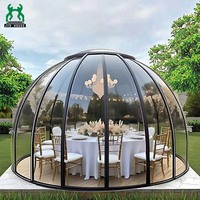 Invernaderos Modernos Transparentes con Techo de PC Efecto Cielo Estrellado, Fácil Instalación, Estructura Circular de Arco, para Comedor al Aire Libre, Hoteles y Restaurantes, Garantía de 3 Años
