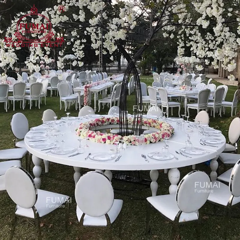 Modern White Half Moon Round Shape Dining Table For Wedding Used