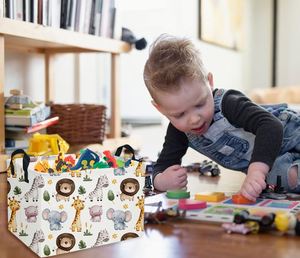 Zoo Rectangular Baby Storage Basket <b>Large</b> Collapsible Kid Toy <b>Bin</b> Nursery Classroom Books Shelf Basket - Product Image 2