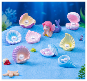 Büyük minyatür şekil 3D reçine sanat deniz kabukları inci kabuklu okyanus plaj kum <span class=keywords><strong>Mermaid</strong></span> akvaryum mikro manzara Diy süsler dekor - Product Image 2