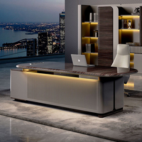 Bureau de direction ergonomique moderne et durable en forme de L avec rangement