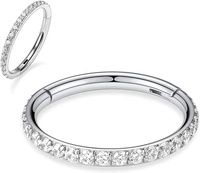 Anneau de segment de Clicker à charnière en acier inoxydable 316L avec piercing de nez clouté en zircone