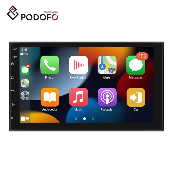 Podofo 2+64G Universal 9'' Double Din Car Stereo Radio Wireless