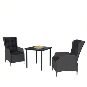 Conjunto de Muebles de Patio Gris Oscuro para 2 Personas, con Cojines, Estructura de Acero, Diseño Contemporáneo, Moderno Conjunto de Comedor para Jardín - Product Image 1