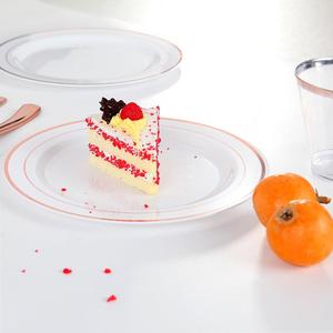 <span class=keywords><strong>100</strong></span> Pack 7.5 pouces personnalisé mariage jetable en <span class=keywords><strong>plastique</strong></span> or rose jante assiette fête mariage ensemble <span class=keywords><strong>de</strong></span> vaisselle - Product Image 3