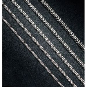 Cadena de Oro Blanco de 18K Sólido de Lujo de 1.1mm, 2.1mm, 2.5mm, Diseño Trenzado Tipo Trigo, Joyería de Marca - Product Image 3