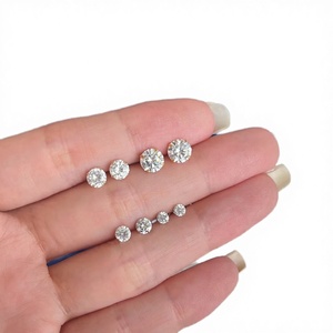 Steel <b>Silver</b> Plated Zircon <b>Stud</b> Earrings Hypoallergenic Multi-size Clear Shiny Engagement Wedding - Product Image 2