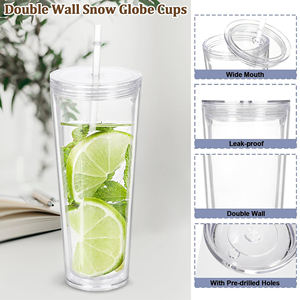 Venta caliente 24oz Acrílico Vaso de doble pared Botellas de agua de plástico preperforadas En stock Almacén de EE. UU. - Product Image 5