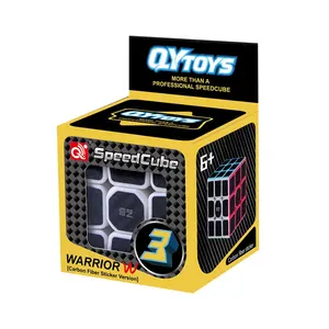 Qiyi karbon Fiber kübik hediye kutusu paketi Phantom karbon Fiber Sticker hız küp 3x3X3 Stickerless siyah etiket bulmaca küp