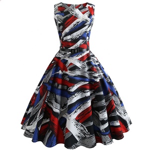 MANNI Flower Print Sleeveless Swing Skirt Yellow <strong>70s</strong> Lady Vintage Casual Dress <strong>Women</strong> Midi Dress Retro - Product Image 4