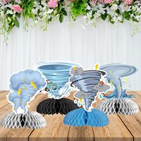 12 Centros de Mesa de Panal de Abeja con Diseño de Tornado, Decoraciones para Fiestas de Cumpleaños con Temática de Tornado, Suministros de Decoración para Mesas con Temática Meteorológica de Tornado