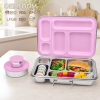 Boîte à lunch isotherme pour enfants Aohea en acier inoxydable multicolores, boîte à lunch bento en acier inoxydable anti-fuite avec pot à soupe