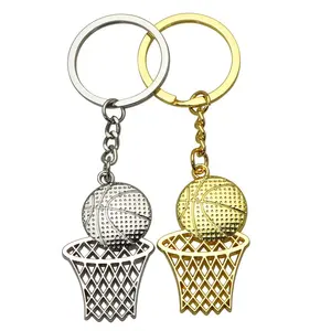 Sports Fans Gift Basketball Pendant Key Rings Silver and Gold Keychain with Logo Customized Key Chains Unique Products