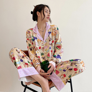 Versione coreana del bel temperamento moda Zhao Lu Si <span class=keywords><strong>Star</strong></span> con pantaloni lunghi a maniche lunghe pigiama femminile dolce casa per il tempo libero - Product Image 6