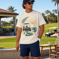 T-shirt de golf personnalisé pour homme en coton épais, coupe ample, manches courtes, avec logo personnalisé