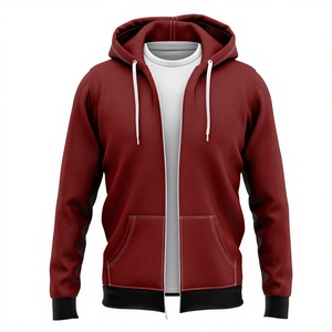 Sweat-shirt gris à capuche zippé pour homme, coupe classique, en coton French Terry, décontracté, pour l'automne, avec poches, tricoté, couleur unie - Product Image 6