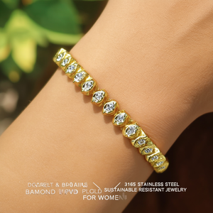 Diamond <b>Bracelet</b> 316L Stainless Steel PVD Gold Plating Sustainable Resistant Jewelry for Women - Product Image 3