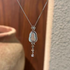 Colgante de Plata de Ley S925, Elegante, Estilo Chino Nuevo, Lujo Ligero, Brillante, Color Rojo Rosa, con Diamantes en Fila, Colgantes Finos, Dijes - Product Image 5