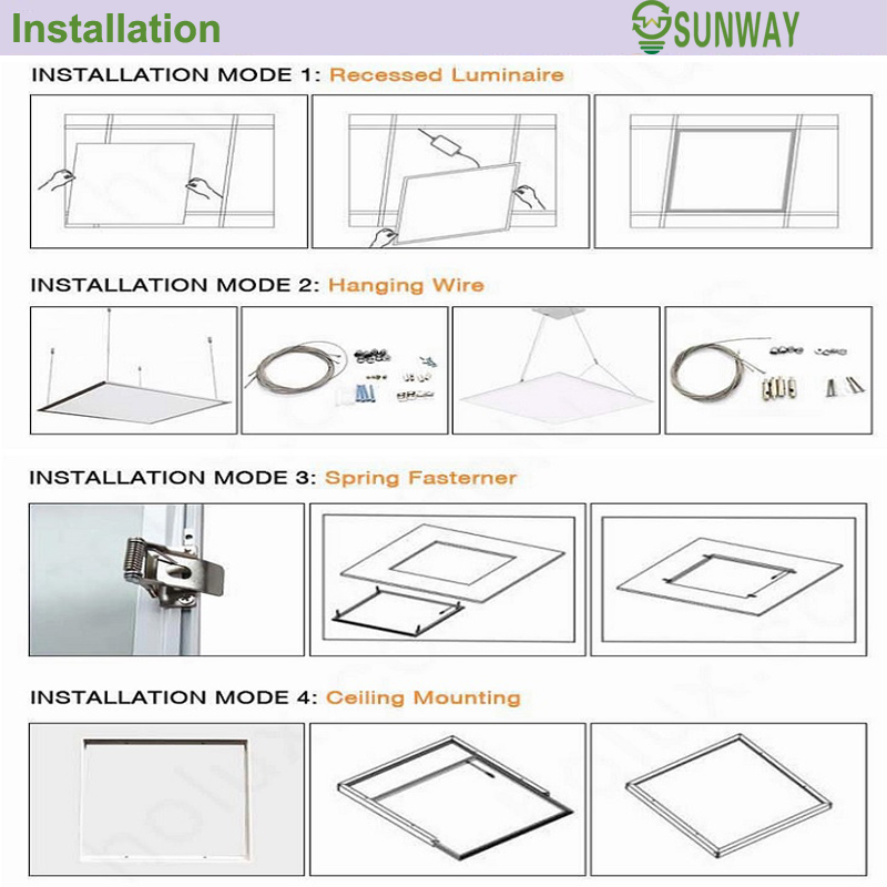 1x2 2x2 2x4 1x4 36watt 40watt 48watt 60watt emergency 595x595 595x595mm 600x600mm 60x60cm surface mounted flat led panel light