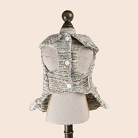 Robe en tweed pour petit chiot, collection automne-hiver, tenue élégante pour animaux de compagnie, avec grand nœud et perles, robe-jupe douce et élégante pour chien