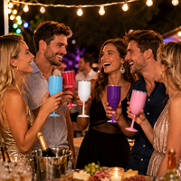 Verre à vin/gobelet isotherme réutilisable en acier inoxydable 304 à double paroi de 12 oz, personnalisé en gros, avec couvercle, pour fêtes et mariages