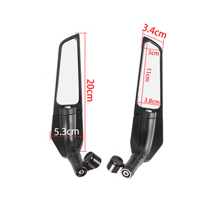 Rétroviseur de moto avec lames coupe-vent, noir, plat, 20cm, pour Yamaha Honda Suzuki Kawasaki Street Bike Upgrade - Product Image 1
