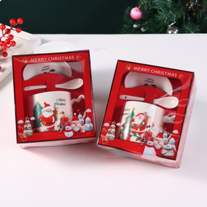 Mug en céramique avec motif de personnage de dessin animé pour cadeau de Noël, design Père Noël, boîte cadeau pratique, ensemble de mugs en céramique mignons, mugs personnalisés - Product Image 5