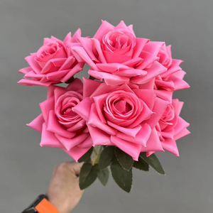 Chất Lượng Cao Bảy Cánh <span class=keywords><strong>Rose</strong></span> Nhân Tạo Hoa Bó Hoa Cho Trang Trí Lễ Phục Sinh Lễ Tạ Ơn Tốt Nghiệp Đám Cưới - Product Image 1