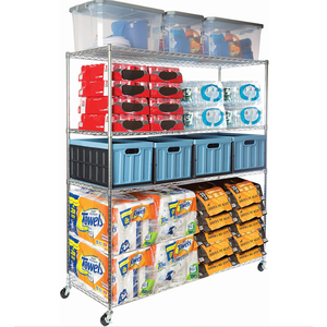 Étagère à fils à 6 niveaux avec roulettes, étagères de rangement robustes, étagère en métal réglable pour garage et cuisine, étagère en fil chromé - Product Image 4
