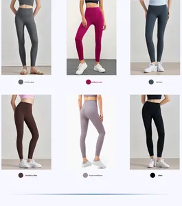 Pantalones de yoga morados de quinta generación para mujer, de cintura alta, con efecto levantacola, elásticos en cuatro direcciones, anti-enrollamiento, para fitness, efecto glúteos de melocotón, para verano. - Product Image 1