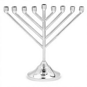 Ménorah en aluminium personnalisée, finition argent brillant, pour décorations modernes de Hanouka, Noël, Pâques - Écologique, fait main, esthétique pour la maison - Product Image 1