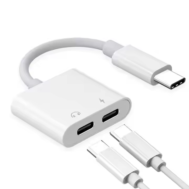 2in1 USB 3.1 Type C to 3.5mm Audio Headphone Jack Aux Adapter Splitter Charging Cable DAC Chip