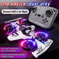 Voiture et drone RC 2-en-1 rechargeable, double mode, avec fonction de conduite au sol, mini jouet volant et véhicule de course électrique
