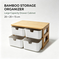 Organisateur de bureau en bambou multicouche Nature avec tiroirs amovibles pour bijoux et rangement domestique/bureau