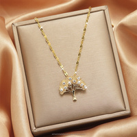 Chaîne en acier inoxydable pour femmes avec pendentifs en pierres précieuses Colliers Trendy Summer Waterproof Accessories on Neck Fashion Jewelry Gifts