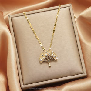 Cadena de acero inoxidable para mujer con colgantes de piedras preciosas, collares, accesorios impermeables de verano a la moda en el cuello, regalos de joyería de moda - Product Image 6