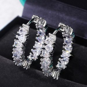 Orecchini a Cerchio con Pietra a Goccia Singola per Donne, Gioielli Eleganti e alla Moda - Product Image 3