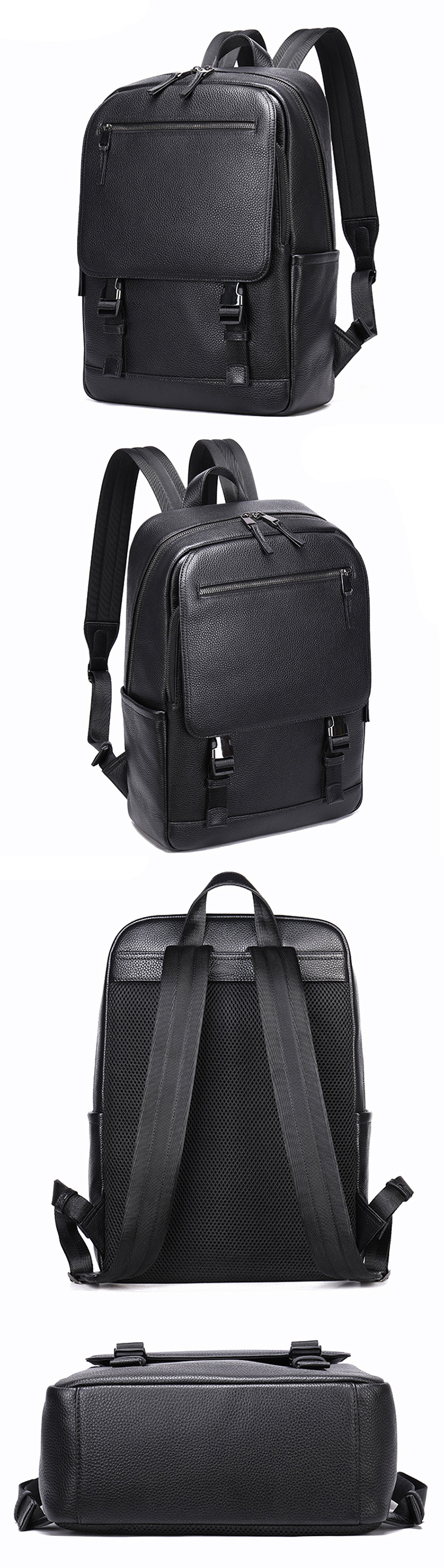 Designer mens leather computer backpack