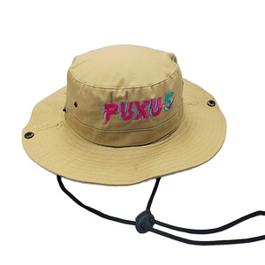 Chapeau seau chic rose à large bord: taille moyenne bleue et logo brodé personnalisable - Product Image 2