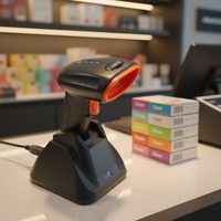 Lector de Códigos QR 2D CMOS Inalámbrico TA con Bluetooth, Escáner de Códigos de Barras con Interfaz USB y Base para Uso en Tiendas, en Stock