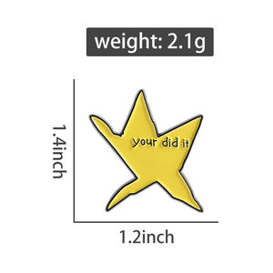 دبابيس مينا إبداعية بتصميم نجمة ميم 'لقد فعلت ذلك'، شارات غير منتظمة الشكل على شكل نيزك ونجمة خماسية، هدايا مجوهرات للأصدقاء - Product Image 6
