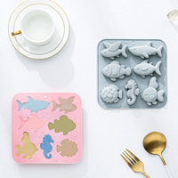 Moule en silicone YS 7 pour chocolat, bonbons, glaçons, gâteaux, avec formes variées de poissons marins et hippocampes, réutilisable