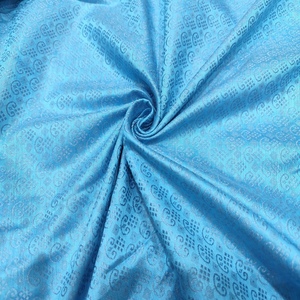 Premium Sea Blue Woven Poly Raw <b>Silk</b> <b>Fabric</b> Lightweight Quick-Dry Breathable Rich Texture Textile Fashion Apparel Home Textile - Product Image 2