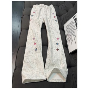<span class=keywords><strong>Pantalon</strong></span> polaire tie-dye brodé pour <span class=keywords><strong>homme</strong></span>, <span class=keywords><strong>pantalon</strong></span> d'hiver épais à jambe incurvée avec coupe diagonale, coupe droite légèrement évasée - Product Image 1