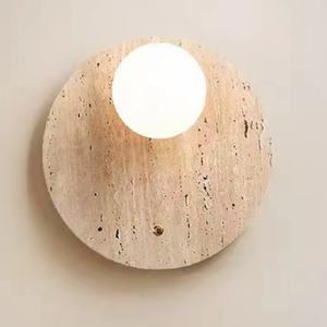 Lampe murale en pierre jaune de style japonais Wabi-Sabi, lustres, lampes suspendues pour la maison, chevet, boutique, hôtel, mur d'arrière-plan - Product Image 5