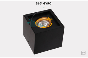 Plafonnier LED carré encastré en aluminium noir, blanc chaud 2700K 3000K IP44, design minimaliste 360° °   Gyro Indoor - Product Image 2