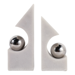 Fermalibri Scultorei Moderni con Accento Sferico in Metallo, Decorazione per Ufficio, Scrivania, Casa e Biblioteca - Product Image 1
