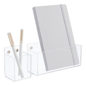 Dudukan dinding 2 magnet akrilik magnet, dudukan pena pensil Notebook untuk kulkas papan tulis