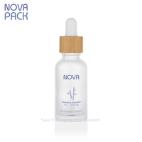 Ensemble de paquet de soin de la peau pot de crème en verre dépoli sérum compte-gouttes lotion bouteille de pompe vaporisateurs de toner pour emballage cosmétique en bambou