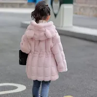 Damen Kunstpelz-Mantel Winter Kinder Mädchen Langarm Kapuzen-Weihnachtsjacke Super Warme Mädchen-Mäntel Mädchen-Oberbekleidung